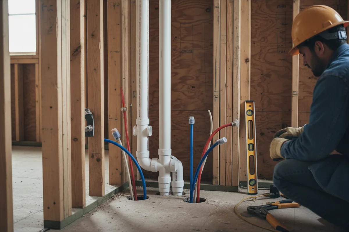 Drain and supply rough-in during Toilet Repair and Installation in North Versailles